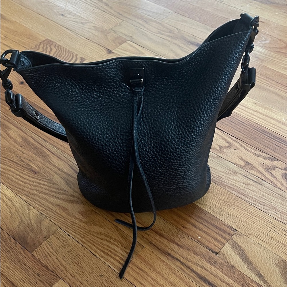 Rebecca Min Koff Black Pebbled Leather Shoulder Bag